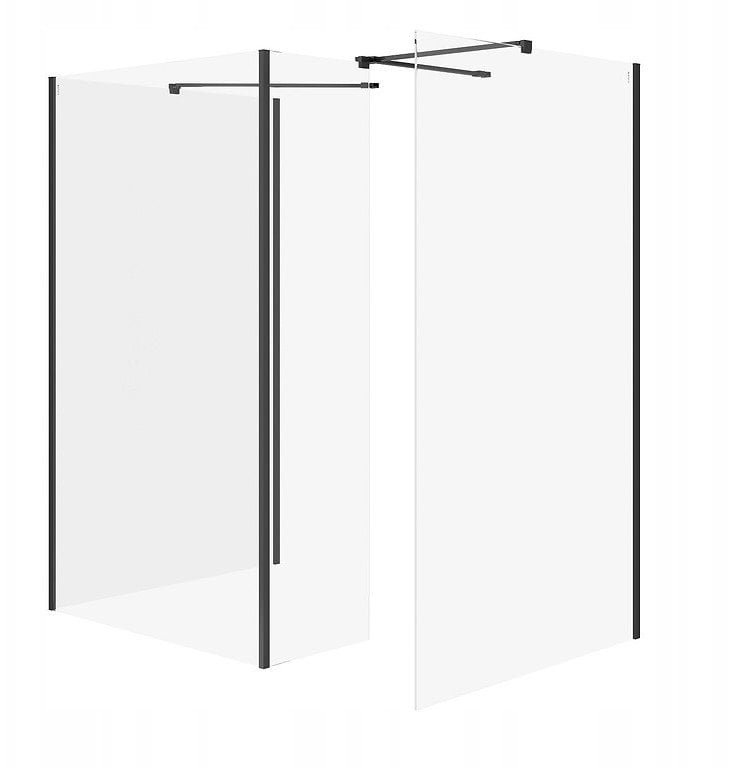 Cersanit kabiny walk-in SET B809: Kabina walk-in MILLE z ruchomą ścianką czarny 90x90x90x30x200 S601-196