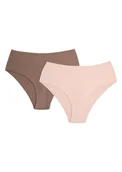 Majtki damskie - Majtki z wyższym stanem Bump 2-pak Henderson brązowy, beżowy XXL - Esotiq&Henderson - miniaturka - grafika 1