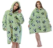 Koce - Koc z rękawami Koc bluza kocobluza Oversize XXL Pandy - miniaturka - grafika 1