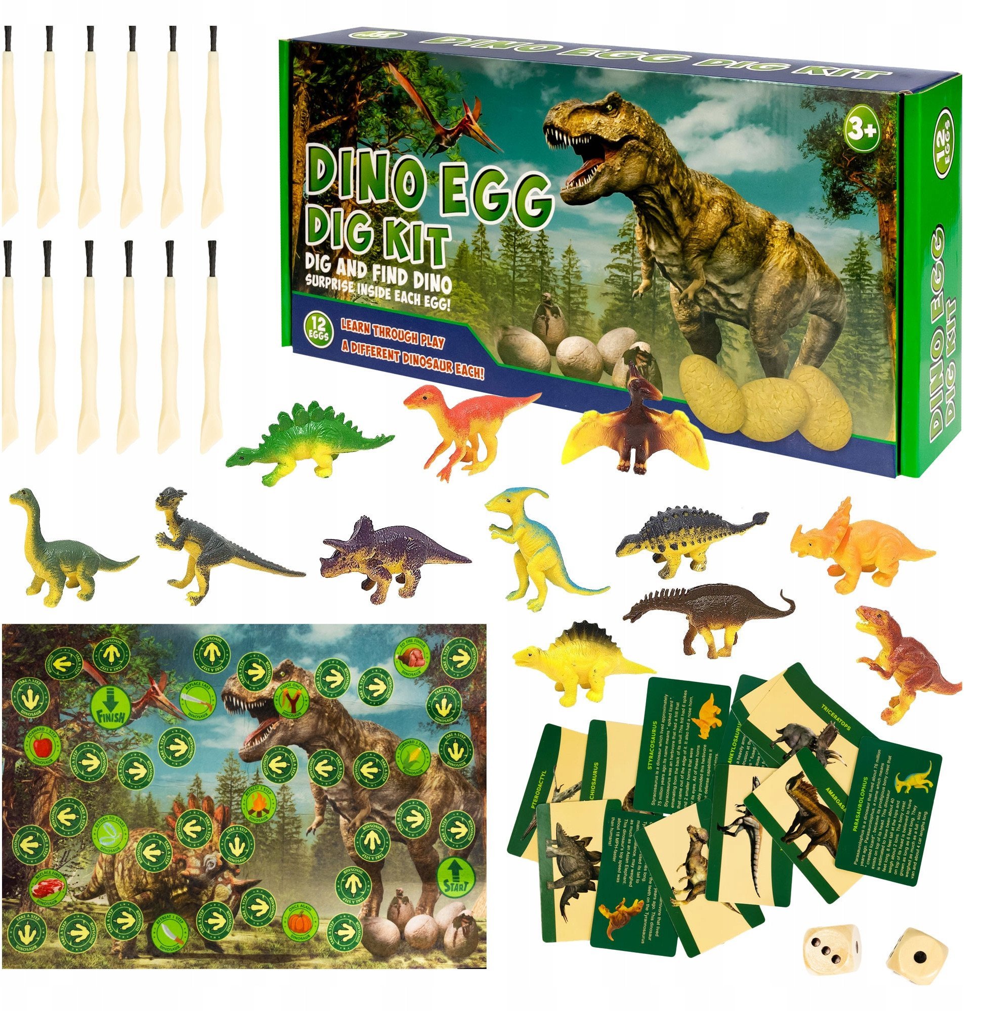 Jaja Dinozaura Wykopaliska 12 Jaj Figurek Figurki Dinozaury Dla Dzieci Gra