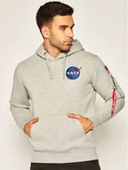 Bluzy męskie - Alpha Industries Bluza Space Shuttle 178317 Szary Regular Fit L, XL - miniaturka - grafika 1