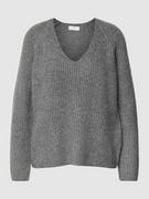 Swetry damskie - Sweter z dzianiny z efektem prążkowania - miniaturka - grafika 1