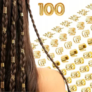 OZDOBY DO WARKOCZYKÓW 100 SZT 5 WZORÓW DO DREDÓW SPIRALE LISTKI PIERŚCIENIE - Ozdoby do włosów - miniaturka - grafika 1