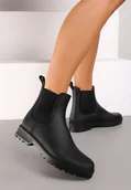 Kalosze damskie - Czarne Kalosze Sztyblety na Płaskiej Podeszwie Irinndria - miniaturka - grafika 1