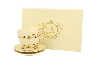 Duo MOTYLKI KOMPLET 2 FILIŻANEK 125 ML ZE SPODKAMI PORCELANA 5902693915065 - Filiżanki - miniaturka - grafika 1