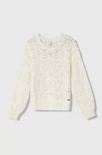 Swetry dla dziewczynek - Pepe Jeans sweter bawełniany dziecięcy kolor biały lekki - grafika 1