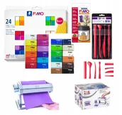 Masy plastyczne - FIMO SOFT MASA PLASTYCZNA ZESTAW 24 KOL AKCESORIA - miniaturka - grafika 1