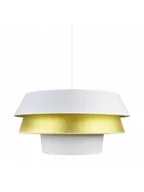 Lampy sufitowe - DUOLLA Tekstylna lampa wisząca Lotos, biała/złota - miniaturka - grafika 1