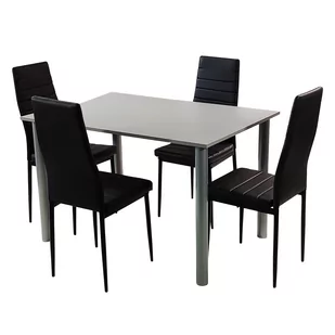 Zestaw stół Lugano 120 szary i 4 krzesła Nicea czarne - Meble do sypialni Zestaw stół Lugano 120 szary i 4 krzesła Nicea czarne - Meble do sypialni - miniaturka - grafika 1