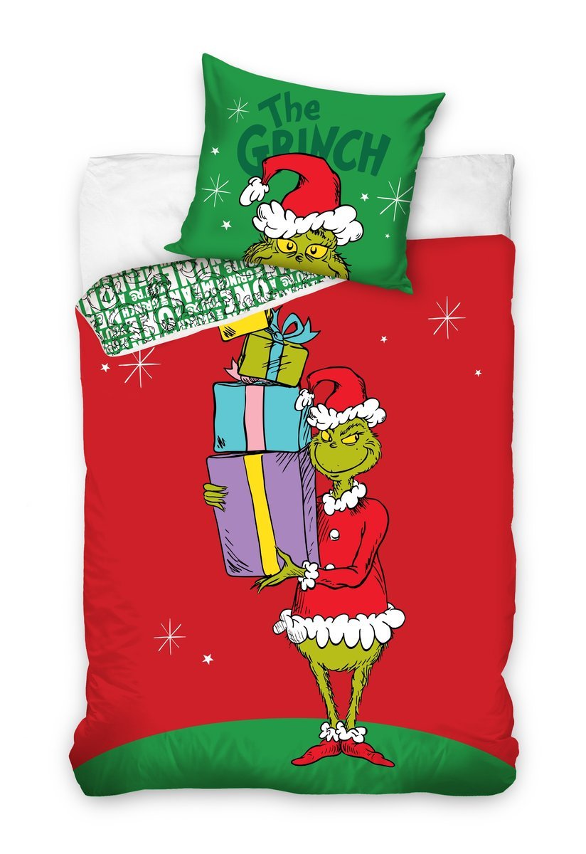 Komplet Pościeli Świątecznej z bawełny The Grinch GRINCH252001 160 x 200 cm