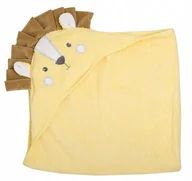 Okrycia kąpielowe dla dzieci - Żółty ręcznik 75x75 cm z kapturkiem z motywem lwa - miniaturka - grafika 1
