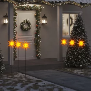 vidaXL Gwiazdy morawskie LED z prętami, 3 szt., żółte, 35 cm - Oświetlenie świąteczne - miniaturka - grafika 1