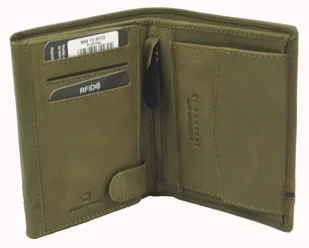Portfel Męski Skórzany EL FORREST Duży Pionowy Bez Zapięcia Dwa Skrzydełka 859 12 RFID OLIWKOWY 13 x 10 x 2.5 [cm] - Portfele - miniaturka - grafika 5