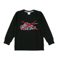 Bluzki damskie - Bluzka chłopięca, czarna z czołgiem, Tup Tup - miniaturka - grafika 1