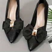 Inne - TEMU 1 Czarnych Kokardek z Klamrą Kwadratową, Modne Odpinane Kwiatki do Butów, Poliester, Nie dla Dzieci, Akcesoria do Obuwia do Dekoracji Obuwia - miniaturka - grafika 1