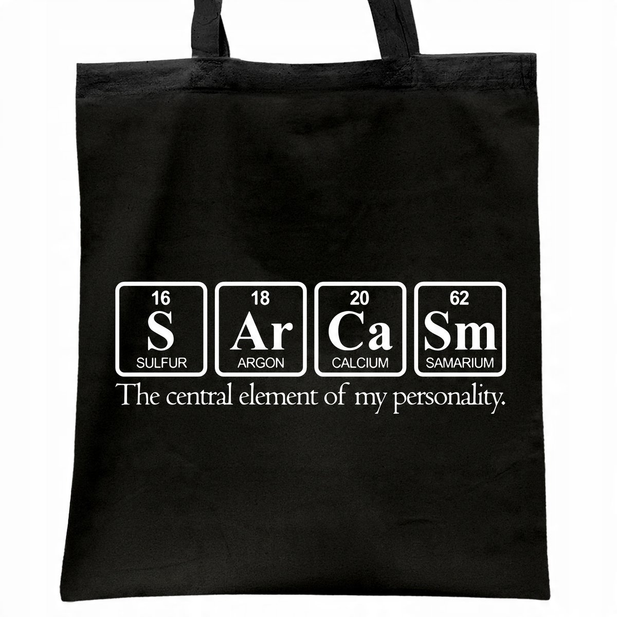 Torba bawełniana czarna na zakupy Sarcasm Sarkazm Chemia Pierwiastki