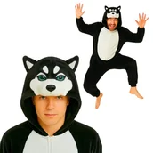 Stroje karnawałowe - Piżama Onesie Kigurumi Kostium Przebranie Czarny Husky M: 145 - 155cm - miniaturka - grafika 1