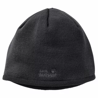 Czapki męskie - Czapka zimowa Jack Wolfskin STORMLOCK LOGO KNIT CAP black - M - grafika 1