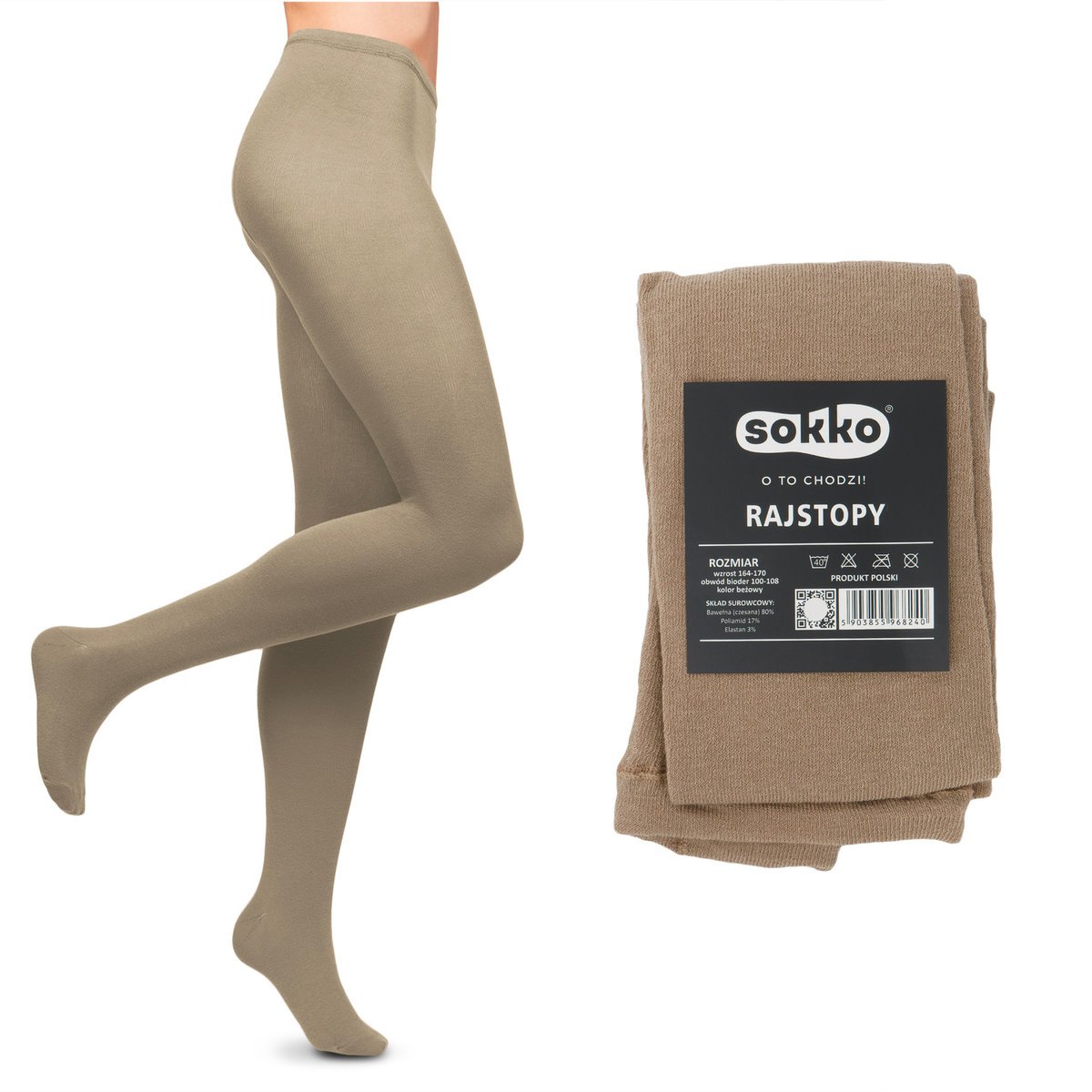 Sokko Rajstopy Damskie Bawełniane Termiczne Ciepłe - Raj-Bez-3
