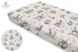 Prześcieradło 160x80 cm SPOKOJNY LAS BEŻ BEWEŁNA 100% - Prześcieradła dla dzieci - miniaturka - grafika 1