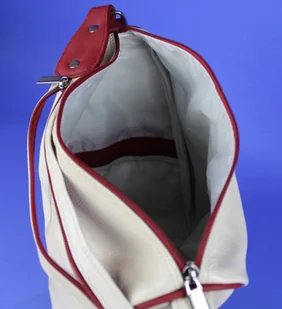 Plecak Skórzany ELKOR (PL) Jowita De Luxe Skóra Naturalna Licowa BIAŁY Z BORDOWĄ LAMÓWKĄ - Torebki damskie - miniaturka - grafika 10