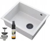 Zlewozmywaki - Granitan Biały podblatowy zlew czarny salix podwieszany - miniaturka - grafika 1