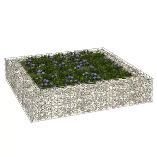 vidaXL Podwyższona donica gabionowa, galwanizowana stal, 100x100x20 cm - Donice - miniaturka - grafika 1