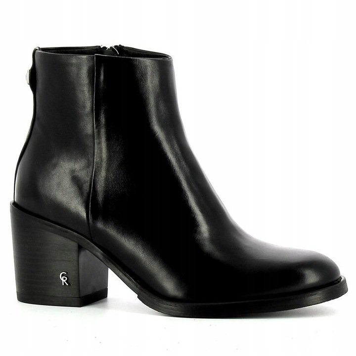 Carinii B5582 botki czarne damskie klocek skóra naturalna r.37
