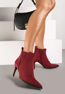 Botki damskie - Bordowe Botki na Szpilce w Klasycznym Stylu z Elastyczną Wstawką Vittania - miniaturka - grafika 1