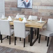 Krzesła - Zestaw 6 krzeseł do jadalni Krzesło kuchenne Littau ~ tkanina, kremowo-beżowy, ciemne nogi - miniaturka - grafika 1