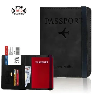 Etui Pokrowiec na Paszport Dokumenty Skórzane z Blokadą RFID Czarny - Etui na dokumenty i karty - miniaturka - grafika 1