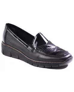 PÓŁBUTY RIEKER - 53785-00 BLACK - Rieker - Półbuty damskie - miniaturka - grafika 1
