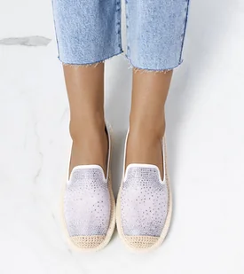 Białe espadryle z cyrkoniami Punter-37 - Espadryle damskie - miniaturka - grafika 1