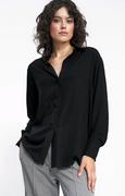Koszule damskie - Czarna wiskozowa koszula K73, Kolor czarny, Rozmiar 36, Nife - Primodo.com - miniaturka - grafika 1