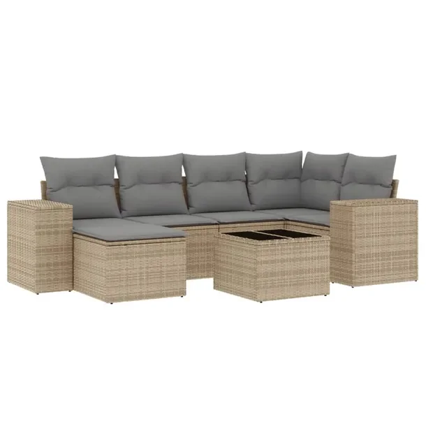 Zestaw mebli ogrodowych modułowych beżowy rattan PE 62 x 62 x 69 cm