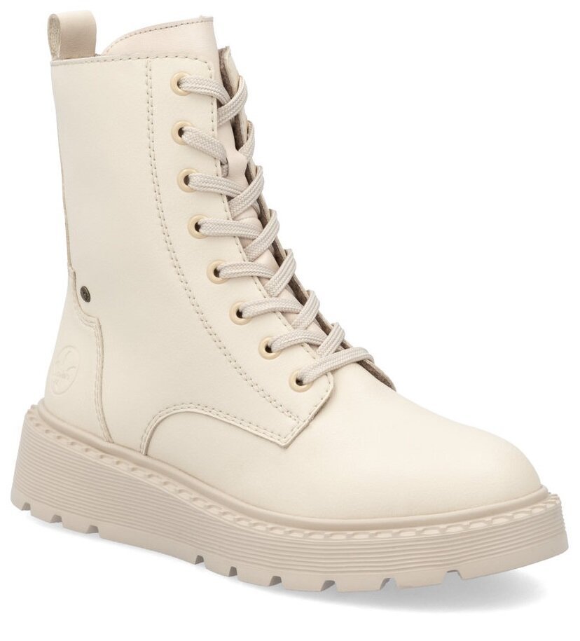 Botki damskie Rieker 70401-60 skórzane zimowe ocieplane na suwak beżowe-40