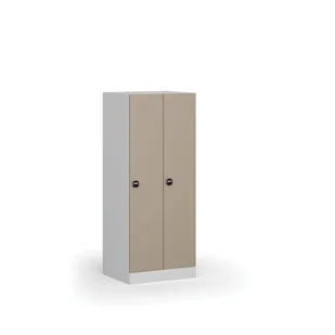 Szafka ubraniowa obniżona, 2 schowki, 1500 x 600 x 500 mm, zamek z czytnikiem kart RFID, drzwi beżowe - Szafki biurowe - miniaturka - grafika 1