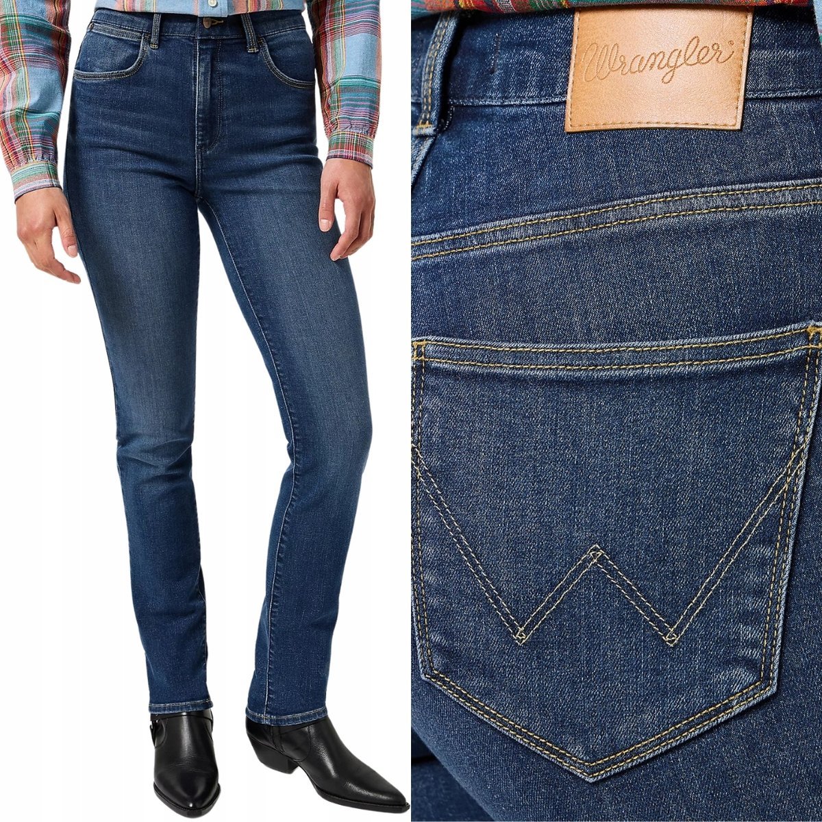 Wrangler SLIM Full Ride PROSTE WYSOKIE DAMSKIE SPODNIE JEANSOWE W27 L32