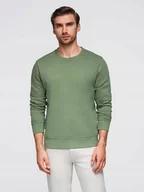 Bluzy męskie - Męska bluza dresowa BASIC z okrągłym dekoltem - zielona V3 OM-SSBN-0175 S - miniaturka - grafika 1