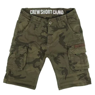 spodnie bojówki krótkie ALPHA INDUSTRIES - CREW SHORT DARK OLIVE CAMO-34 - Spodnie męskie - miniaturka - grafika 1