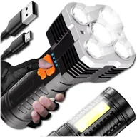 Latarki - DUŻA LATARKA LED TAKTYCZNA AKUMULATOROWA WOJSKOWA ŁADOWANIE USB SZPERACZ - miniaturka - grafika 1
