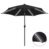 Parasole ogrodowe - vidaXL Parasol ogrodowy z LED i aluminiowym słupkiem, 300 cm, czarny vidaXL - miniaturka - grafika 1