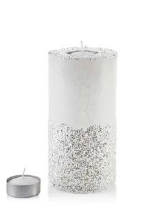 ŚWIECA LAMPION WALEC 120X240 DIAMENT BIAŁY SREBRNE KRYSZTAŁKI - Świeczniki - miniaturka - grafika 1