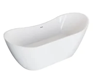 Wanny - Polimat Wanna wolnostojąca Abi 180x80 cm owalna biały mat syfon i przelew chrom 00645 - miniaturka - grafika 1