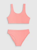 Stroje kąpielowe dla dziewczynek - 4F Kostium kąpielowy dwuczęściowy dziewczęcy - beżowy 122/128 (6-8 lat) - miniaturka - grafika 1