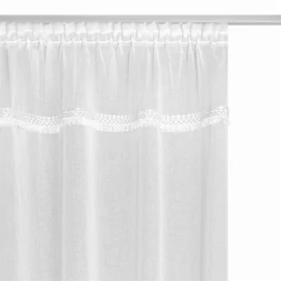 Firana 140 x 270 Dekoracyjna Boho Taśma Biały - Firany - miniaturka - grafika 1