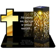 Lampiony i znicze - ZNICZ SOLARNY LED WIECZNY PODSTAWKA NA CMENTARZ GRÓB lampka Krzyż 3D - miniaturka - grafika 1