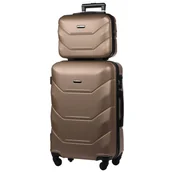 Walizki - Zestaw Walizka Średnia + Kuferek z ABS-u (M+BC) Szampański - miniaturka - grafika 1