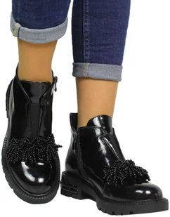 Trzewiki Eleganckie S.Barski LZ42-036 Black Skóra Naturalna - S.BARSKI - Botki damskie - miniaturka - grafika 1