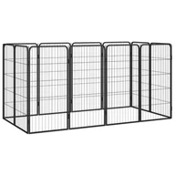 Sprzęt podróżny i transportery dla psów - vidaXL Kojec dla psa, 12 paneli, czarny, 50x100 cm, stal - miniaturka - grafika 1